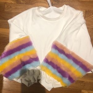 Crop Sweater with Fuzzy arms